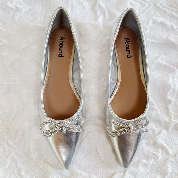 Abound Bow Silver Flats Size 6.5 New - Picture 1 of 6